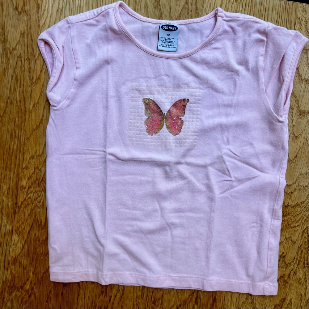 Old Navy Pink Butterfly Kids Shirt